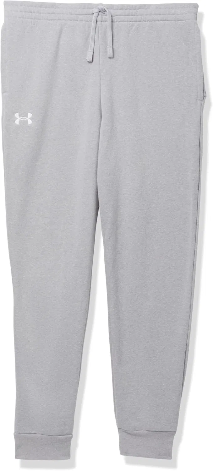 Детские флисовые спортивные штаны Under Armour Rival, (011) Mod Gray Light Heather//White