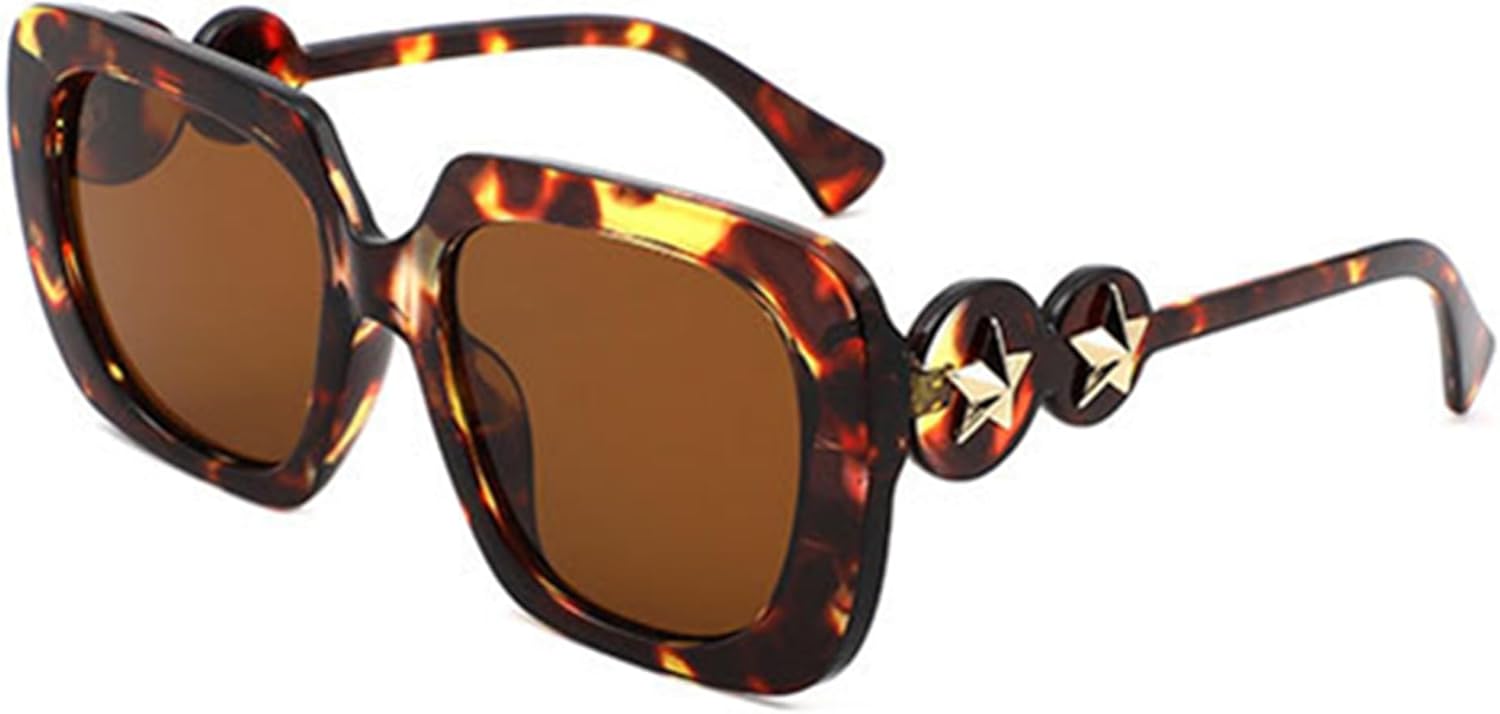 

bullabulling Женские модные квадратные солнцезащитные очки для женщин и мужчин, винтажные панк-солнцезащитные очки, модные большие оправы, металлические очки со звездами, C2