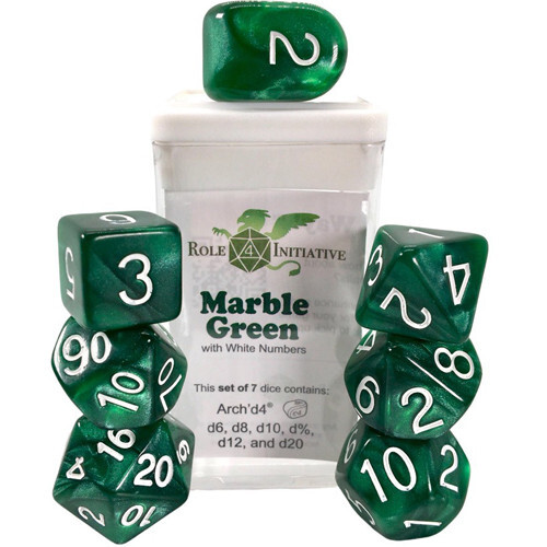 

Аксессуары Role 4 Initiative R4I Dice w/Arch'd4: Marble - Green (7)