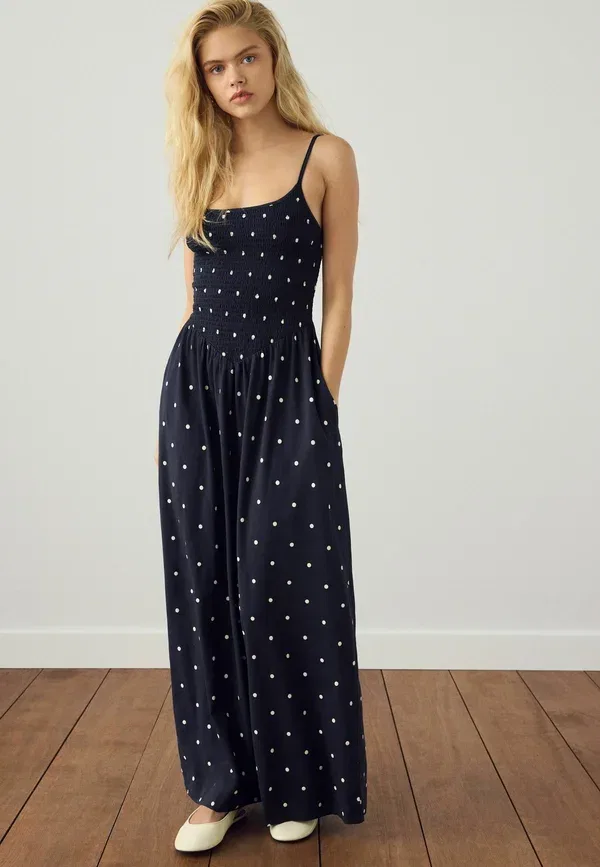 Платье макси Regular fit Next, maxi dress, в горошек темно-синее — фото 2
