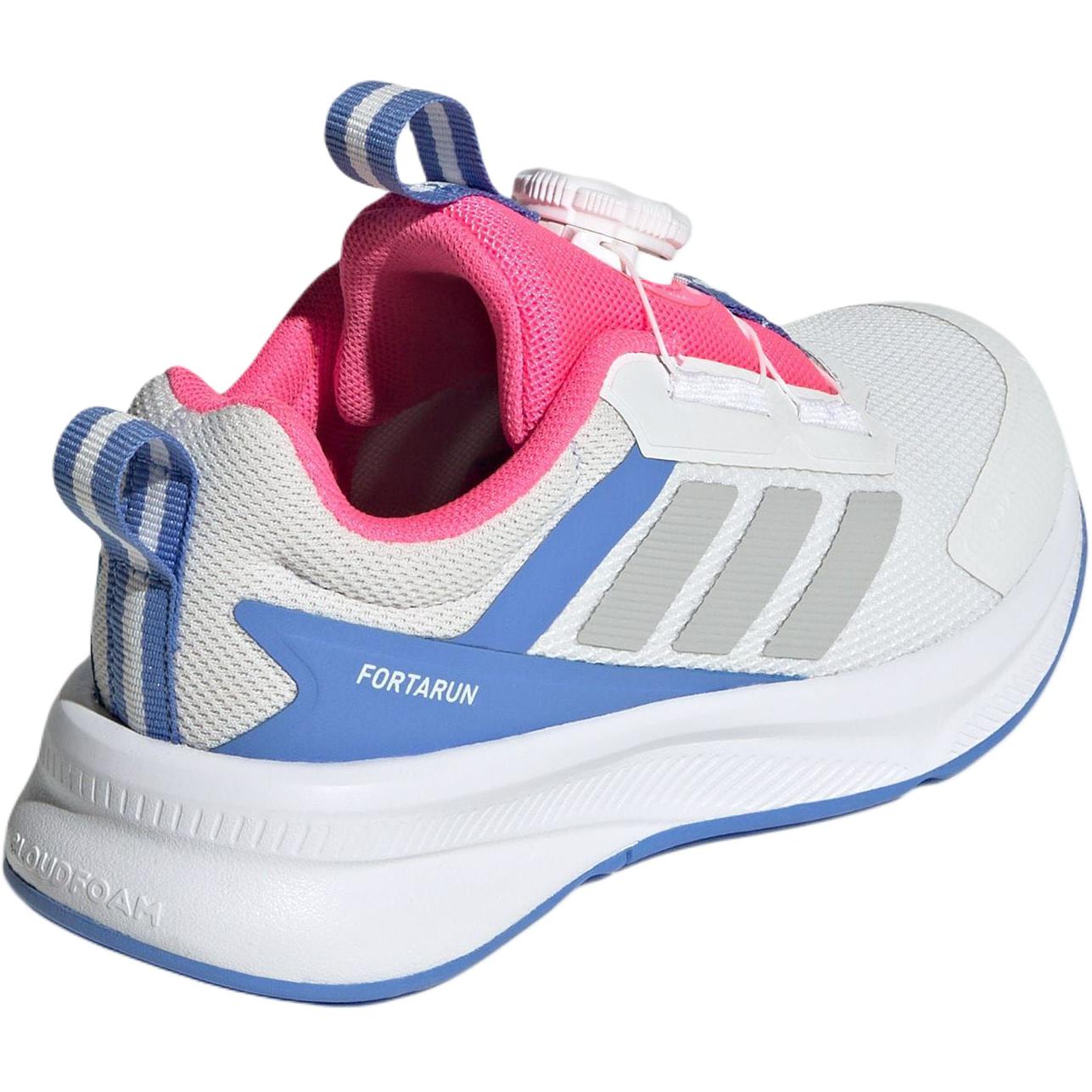 Adidas Детские кроссовки FORTARUN 4.0 с низким верхом, устойчивые к истиранию, белые, розовые, синие — фото 4