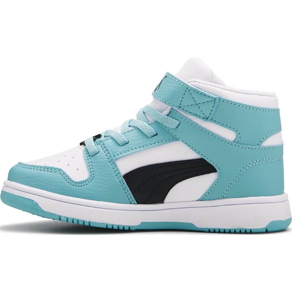 Детские высокие кроссовки для баскетбола Puma rebound layup little kid, white/blue/black — фото 3