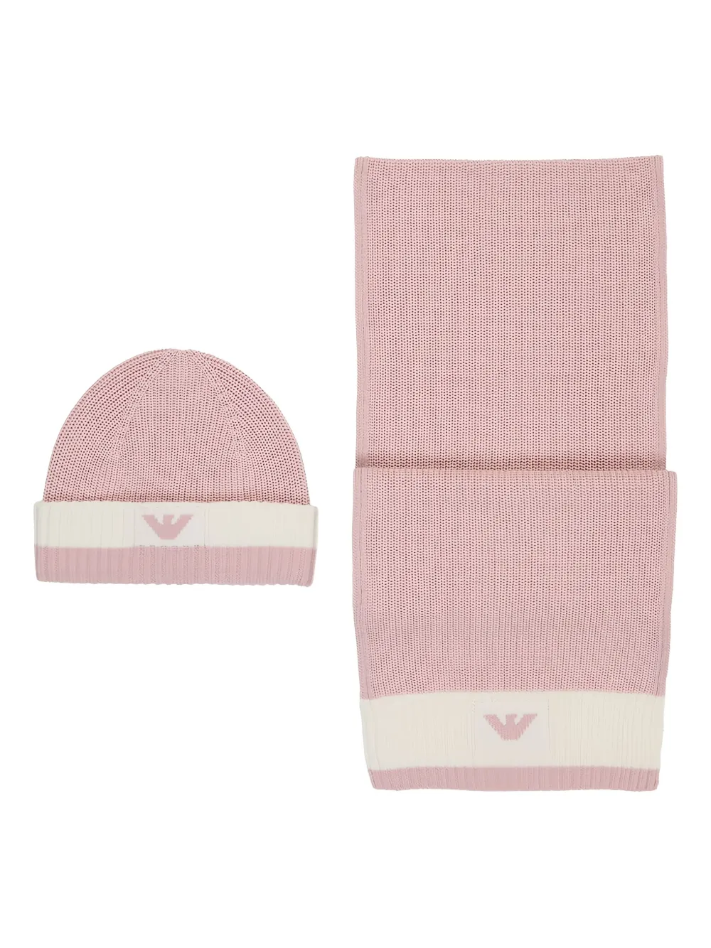 

Вязаный комплект с ребристой фактурой и логотипом Emporio Armani Kids, розовый