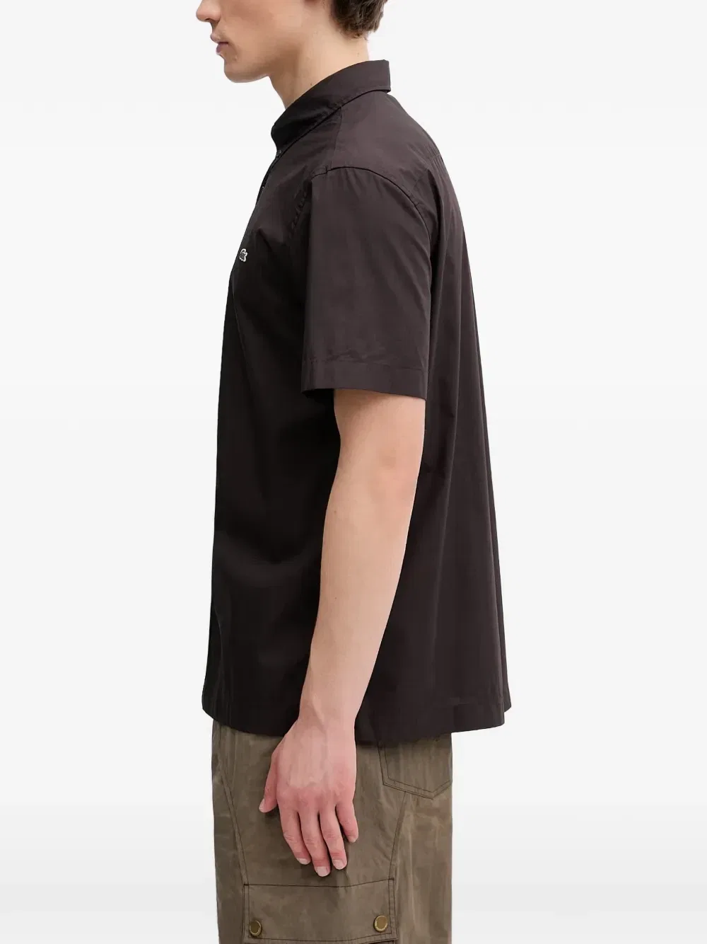 Рубашка с короткими рукавами и нашивкой-логотипом Lacoste, коричневый — фото 3