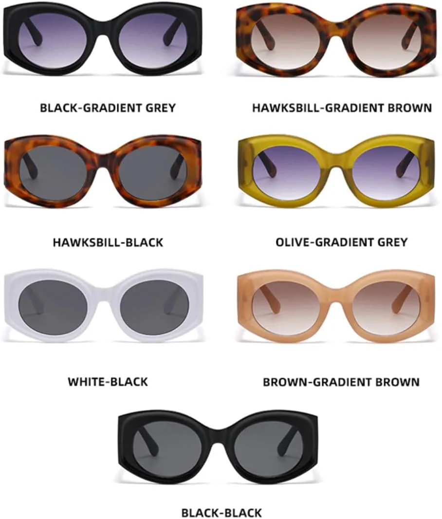 

Модные большие овальные женские солнцезащитные очки в стиле ретро, ​​гелевые, цветные, с защитой от УФ-излучения UV400, мужские градиентные UUPTTPL, Black Grey