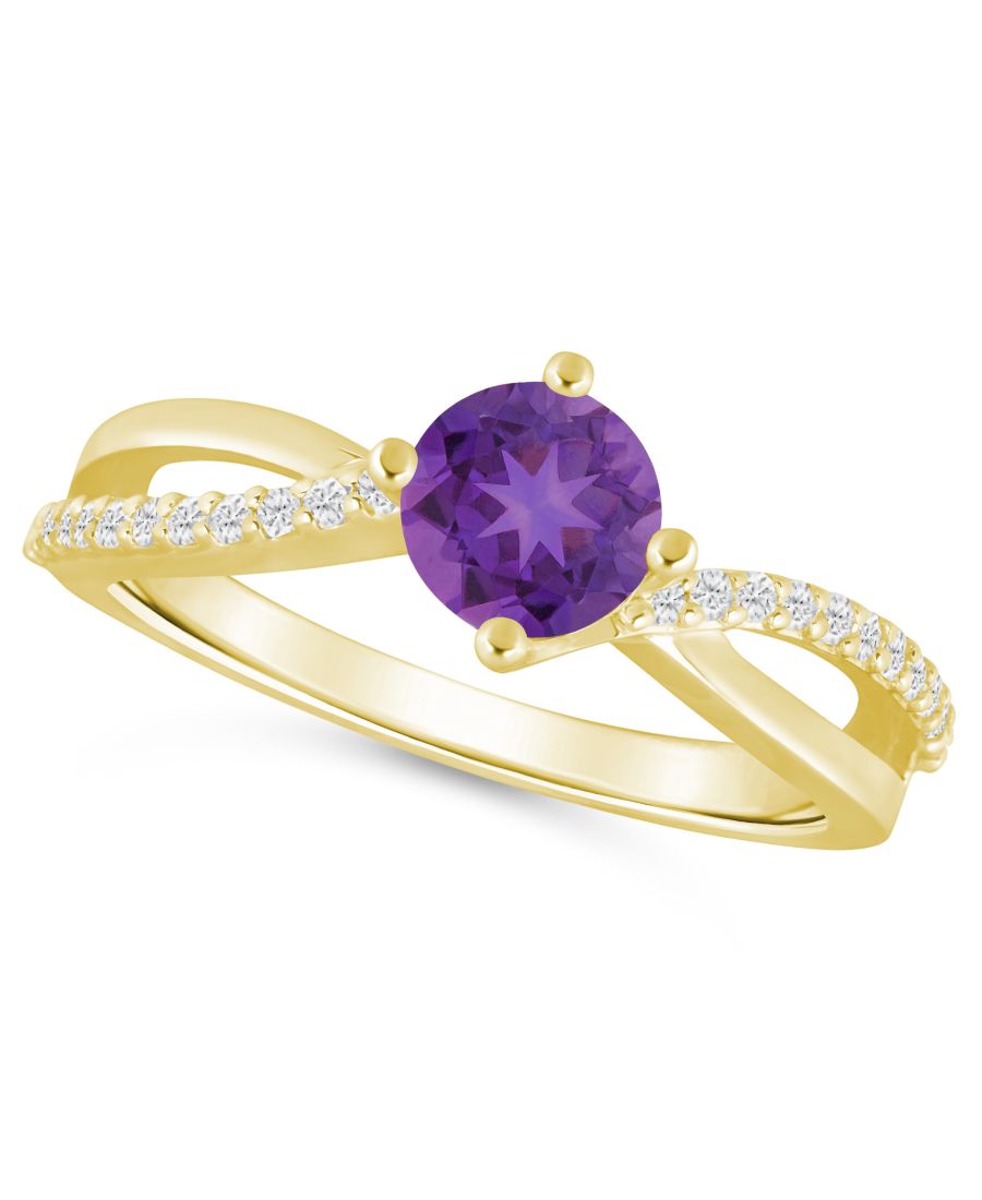 

Кольцо с ониксом и белыми бриллиантами (1/6 карата) в оправе из белого золота 10 карат Macy's, Amethyst/White Gold