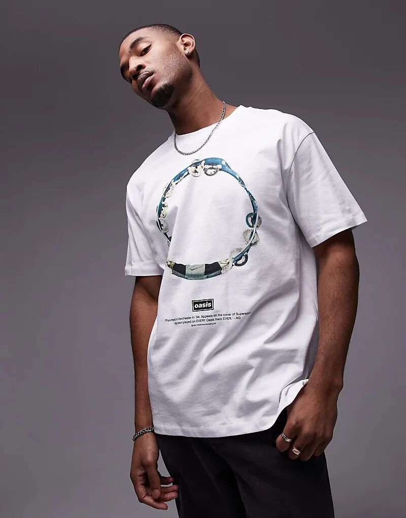 

Футболка Topman oversize белого цвета с принтом «Oasis»