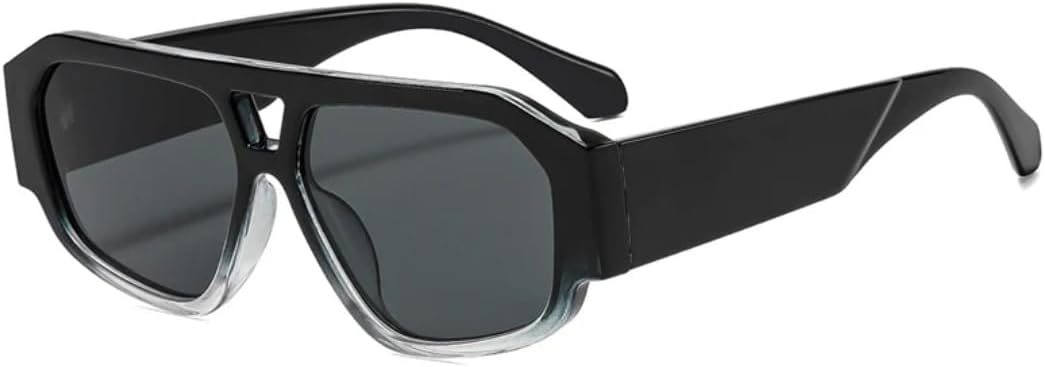 

Винтажные солнцезащитные очки с двойной перемычкой, многоугольной и квадратной формой, женские, модные, конфетные оттенки, защита от УФ-излучения UV400, мужские TVTBBVV, Black Gradient Gray