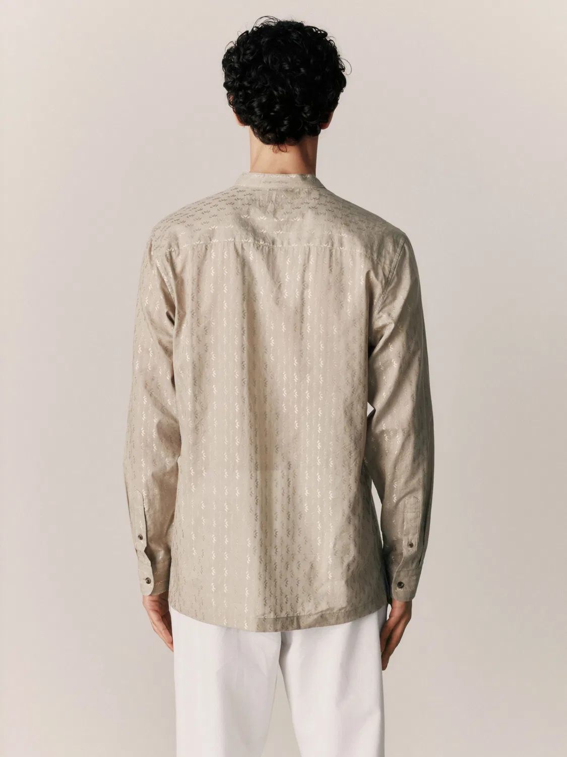 Рубашка на пуговицах стандартного кроя 'Kurta' Next, Beige — фото 2