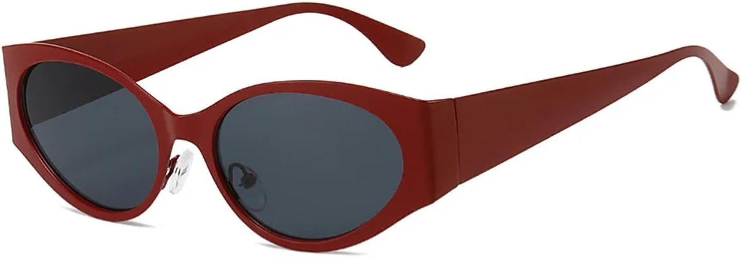 

Ретро-солнцезащитные очки «кошачий глаз» для женщин, модные очки из сплава, солнцезащитные очки UV400 для мужчин, трендовые очки с заклепками в стиле панк TKKTLLT, Red-black