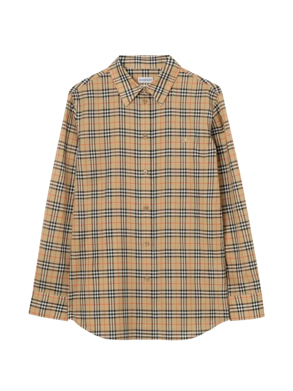 Рубашка Burberry, классическая, клетчатая, бежевый