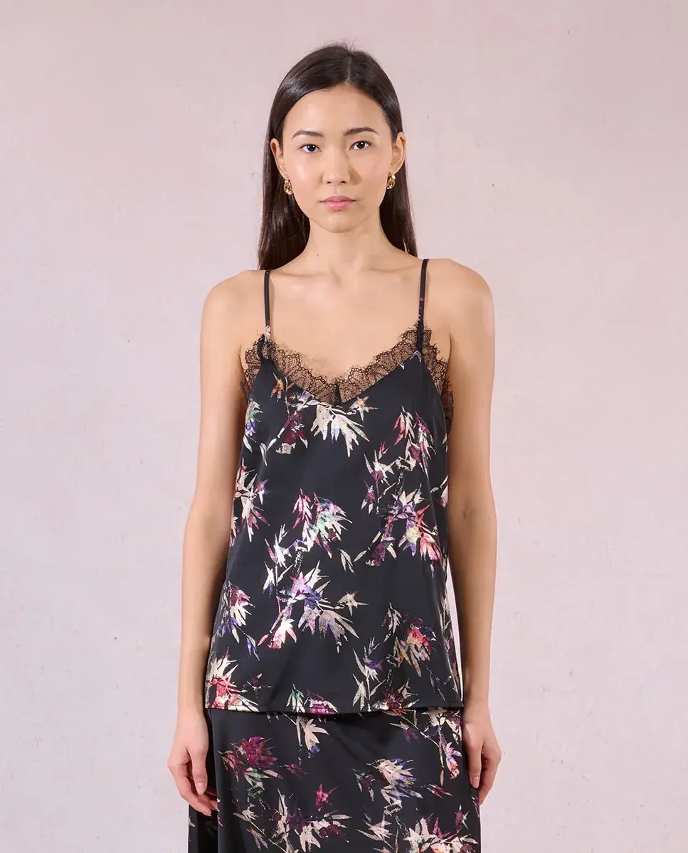 

Женский топ с кружевом и принтом в стиле нижнего белья Molly Bracken, черный