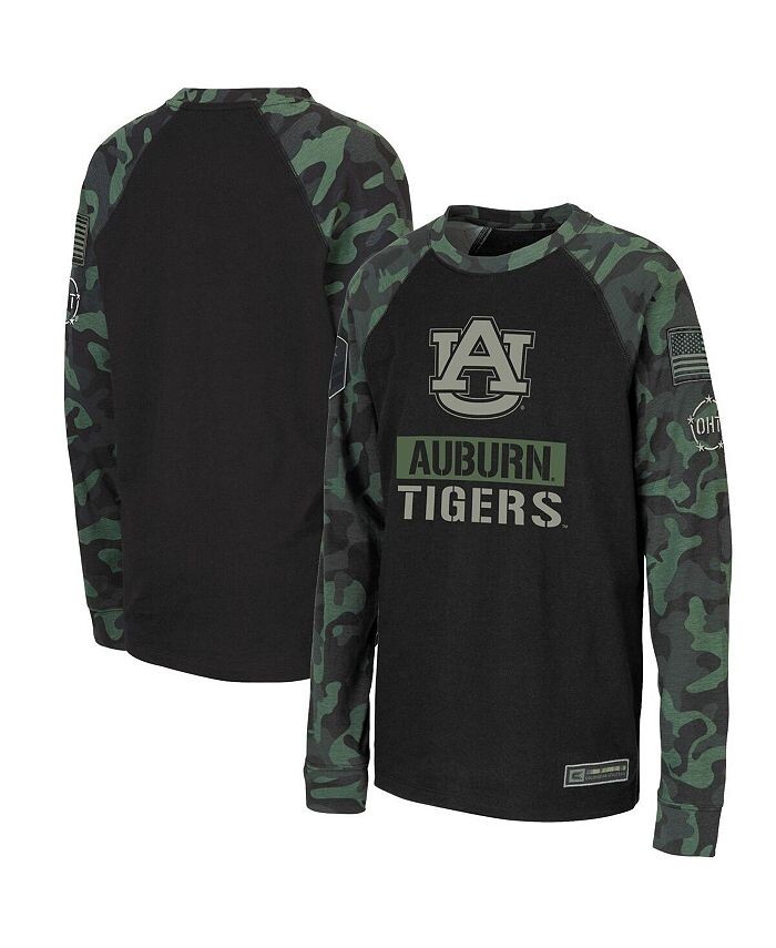 

Черная камуфляжная футболка Big Boys Auburn Tigers OHT в стиле милитари с надписью реглан и длинными рукавами Colosseum, черный/камуфляжный