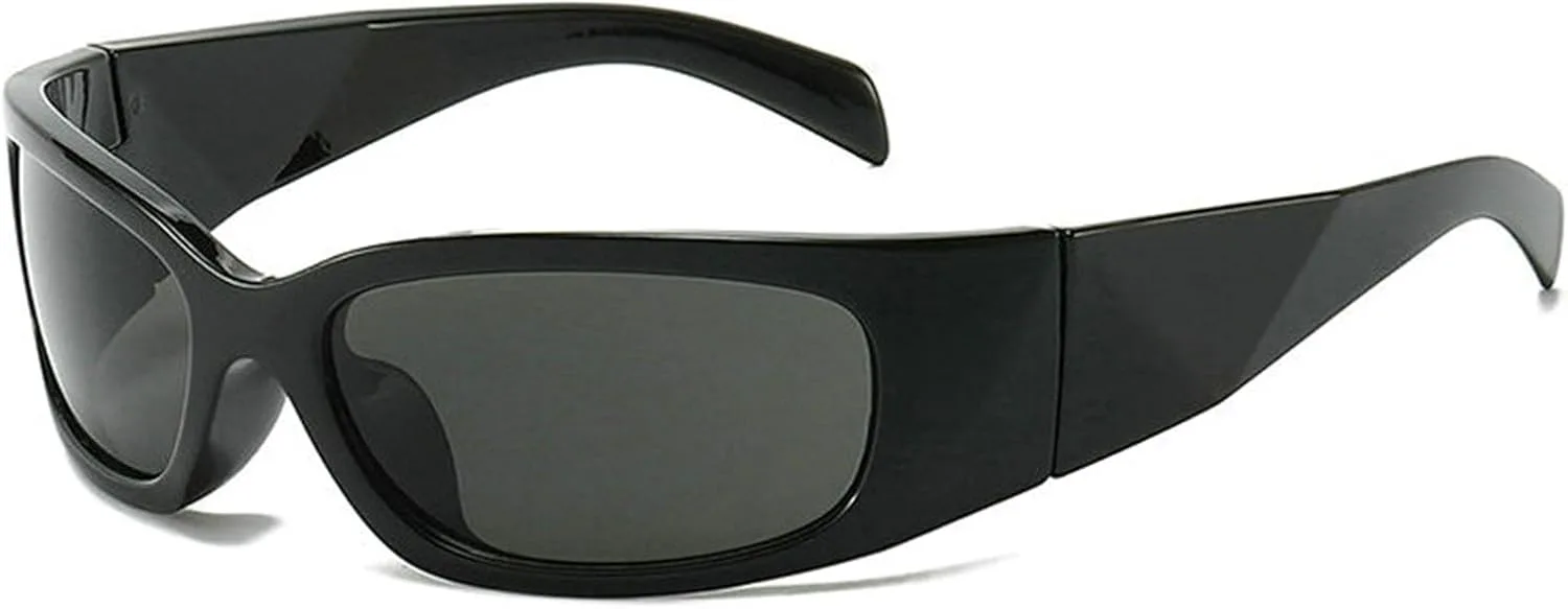 

Willochra Модные панк-очки Y2k Овальные солнцезащитные очки для женщин, обтекаемая форма, очки в стиле 2000-х, защита от ультрафиолета UV400, женские очки F27, Black