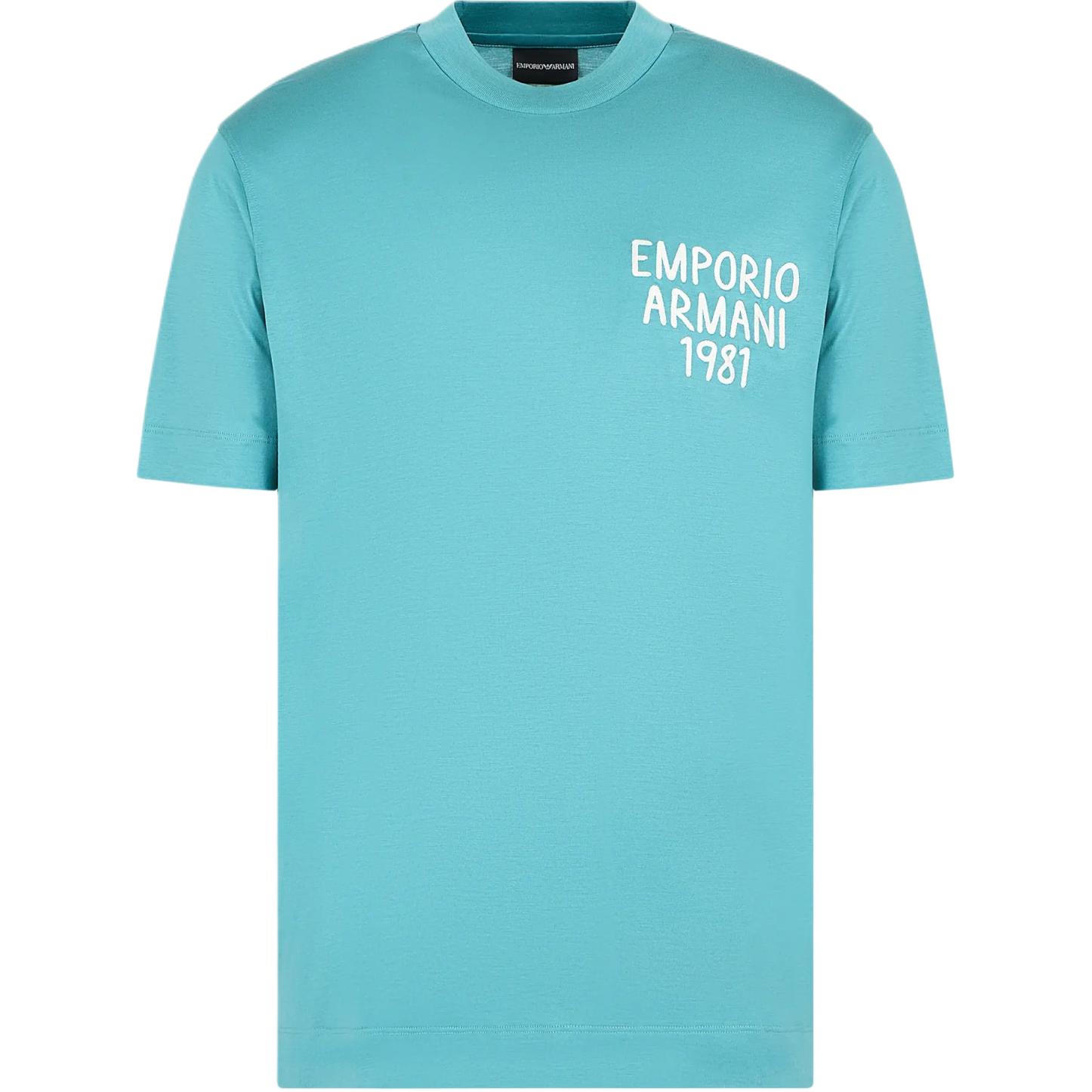 EMPORIO ARMANI Футболка с коротким рукавом и вышивкой Letter Logo, мужская, цвет Lake Blue — фото 3