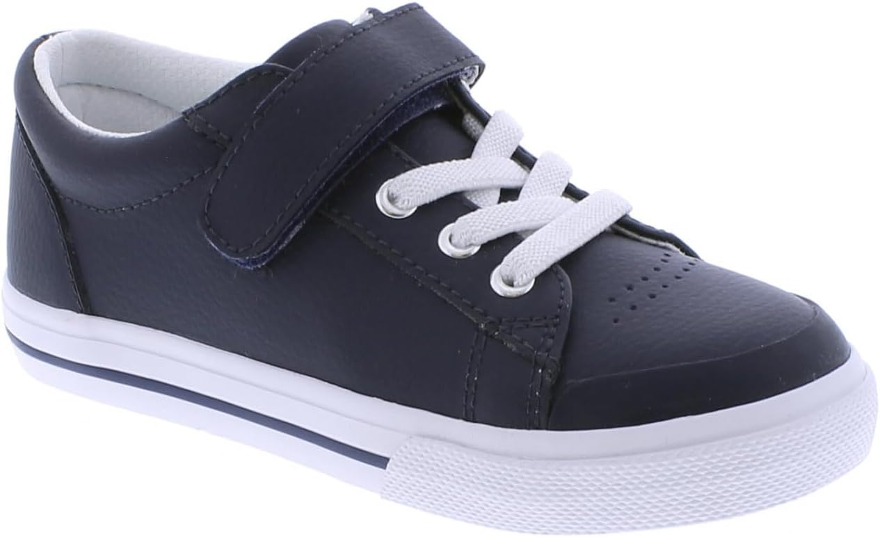 

Детские кожаные кроссовки FOOTMATES Reese для мальчиков и девочек с индивидуально подобранными стельками, противоскользящей резиновой подошвой и дышащей подкладкой - для младенцев, малышей и маленьких детей, возраст 0-8 лет, темно-синий