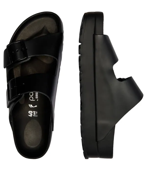 Тапочки из кожи Arizona Flex Narrow fit Birkenstock, черный — фото 4