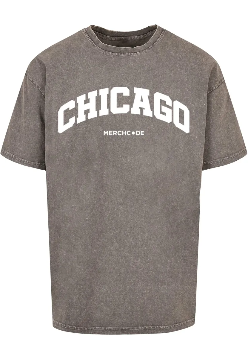 

Футболка Merchcode " Merchcode Men's Chicago Wording — футболка большого размера, пропитанная кислотой", цвет Asphalt