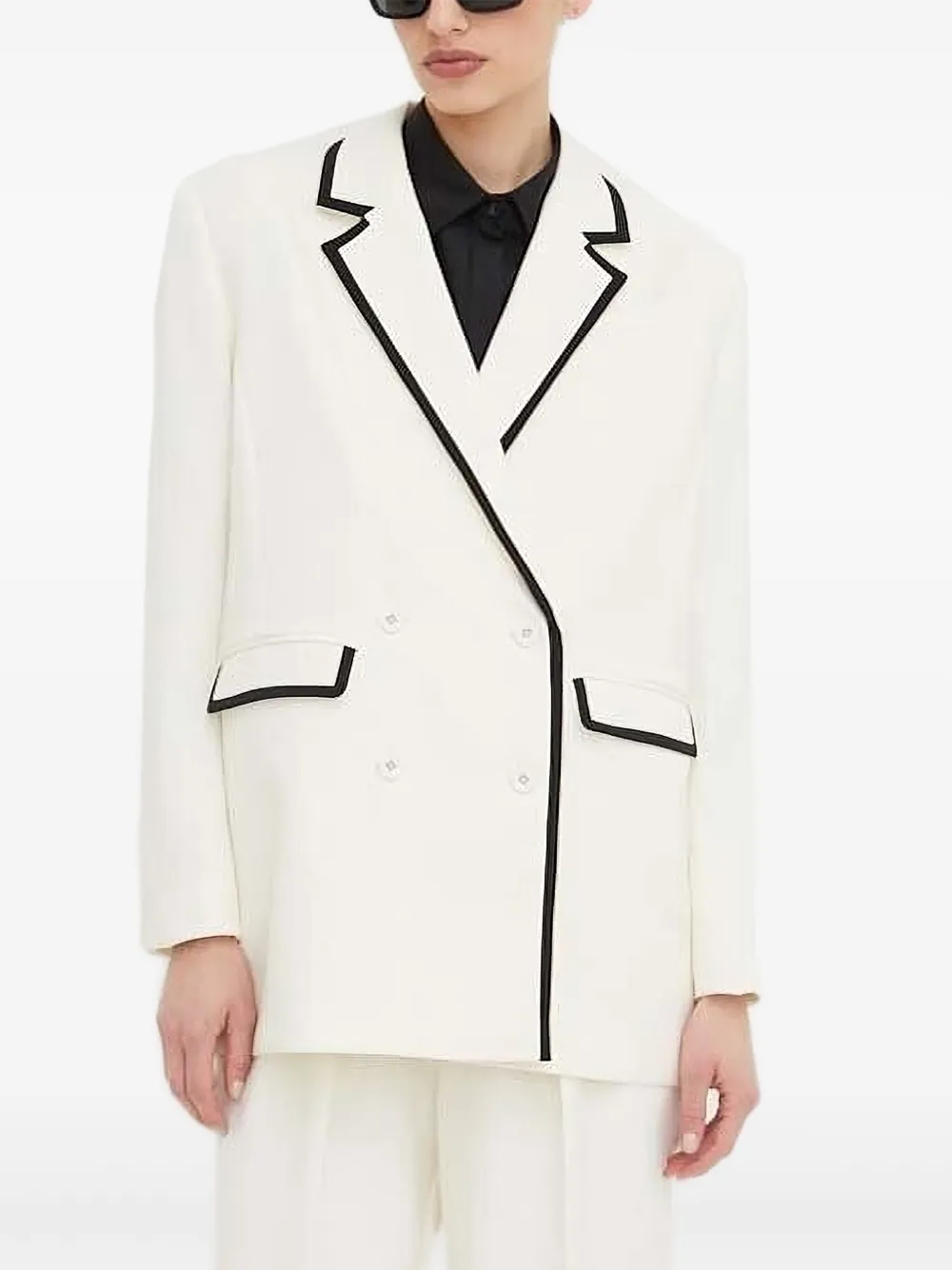 

Двубортный блейзер с окантовкой Custommade, белый