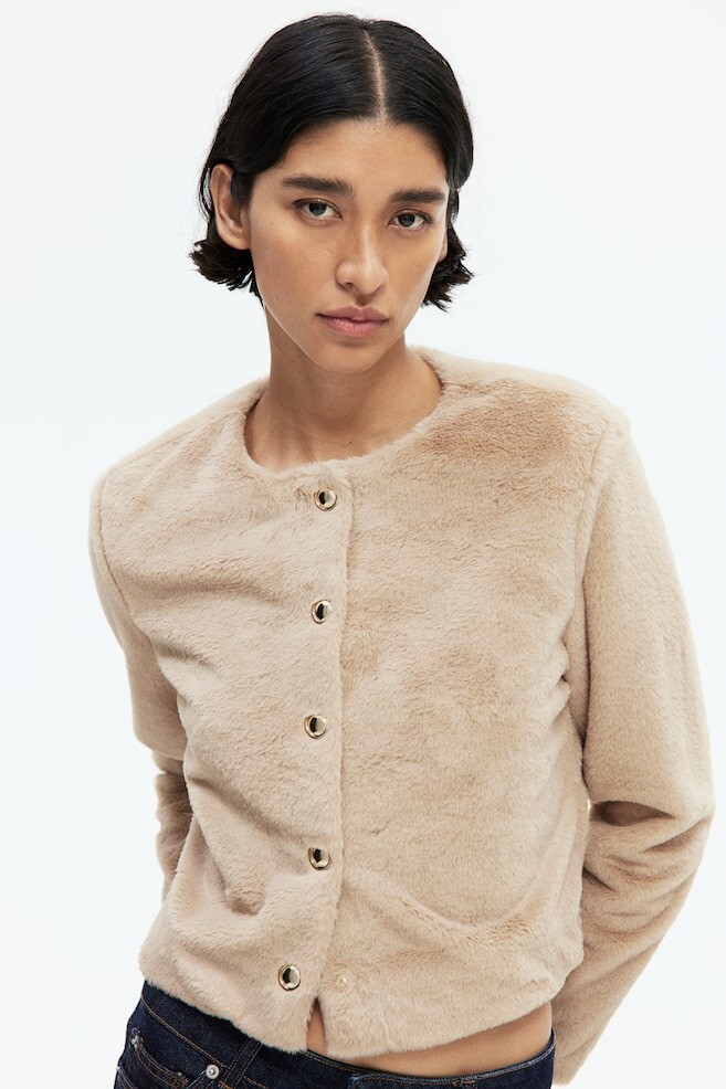 

Кардиган из флиса Тедди H&M, бежевый