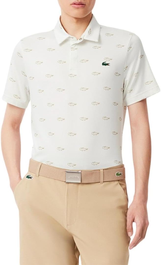 

Lacoste мужская поло для гольфа Regular Fit с защитой от ультрафиолета, White & Beige