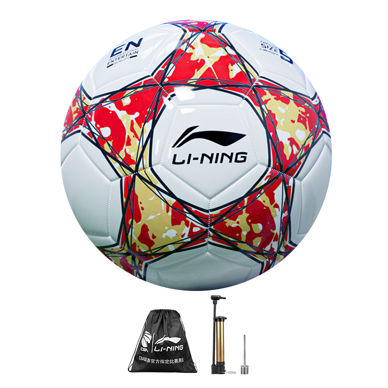 

LINING Футбольный мяч размер 5 Soccer TPU машинной строчки унисекс красный белый
