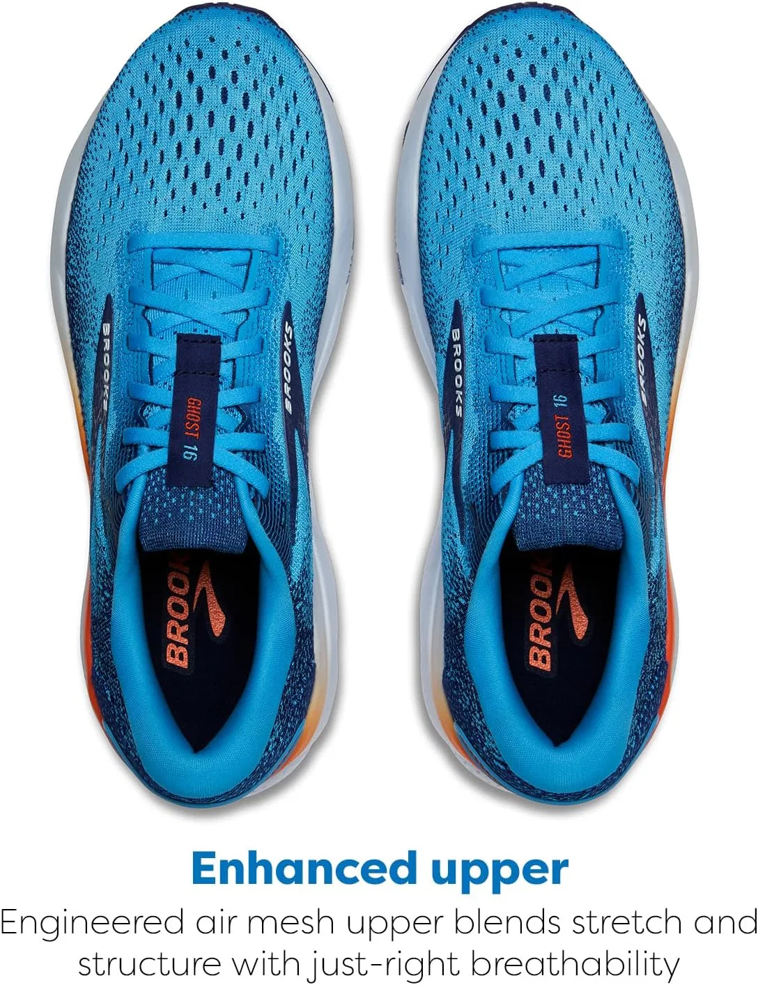 Мужские кроссовки Brooks Ghost 16, Bonnie Blue Blue Ribbon Orange — фото 4