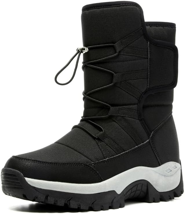 

Зимние снеговые ботинки для мужчин, теплые, легкие, с противоскользящей подошвой, средние по голени для холодной погоды, для улицы Qacksv, черный