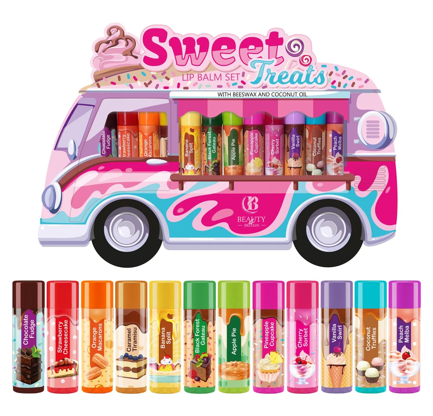 Детский набор бальзамов для губ Sweet Treats (12 шт.) Beauty4Britain