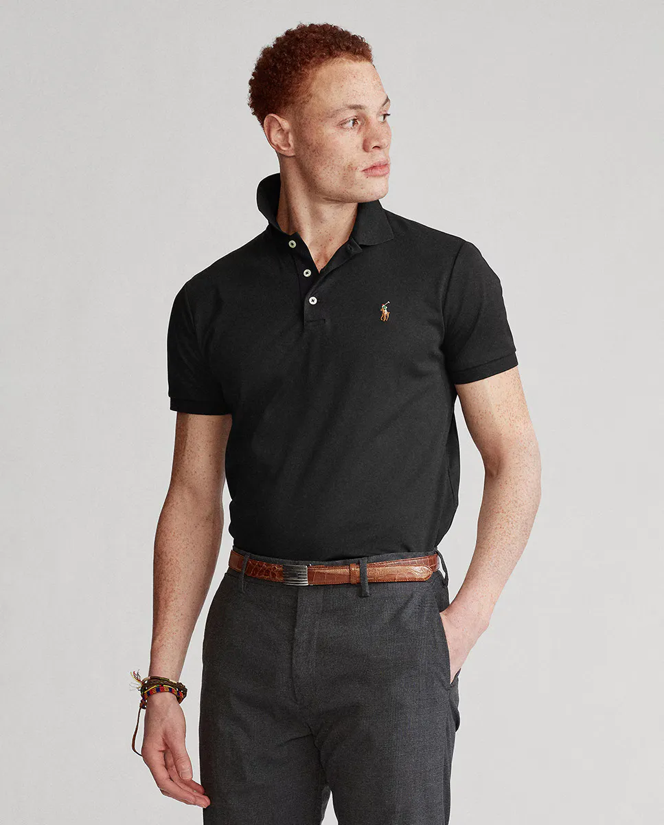 

Мужская рубашка поло из хлопка Pima Regular Fit Polo Ralph Lauren, черный