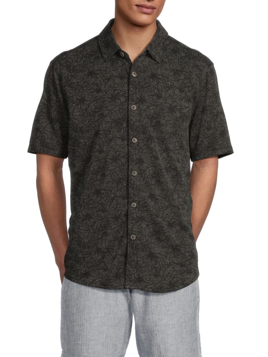 

Рубашка из хлопка с цветочным принтом Leafy Oasis Tommy Bahama, черный