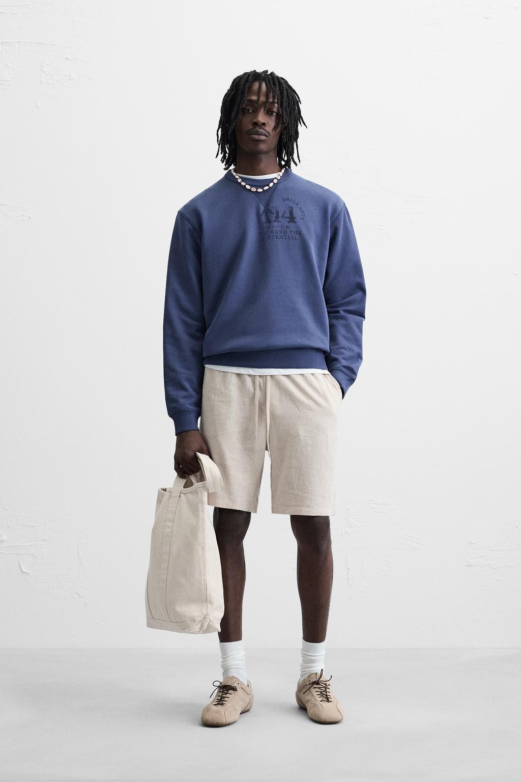 

Шорты - бермуды из льна и вискозы ZARA, светло-бежевый