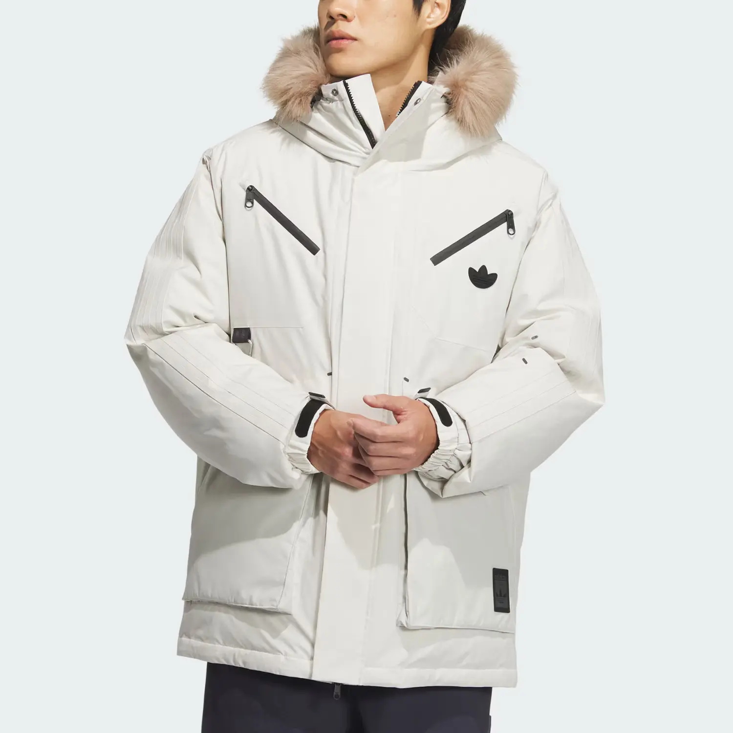 Куртка пуховая Adidas Originals серии Clover мужская бокситово-коричневая — фото 3