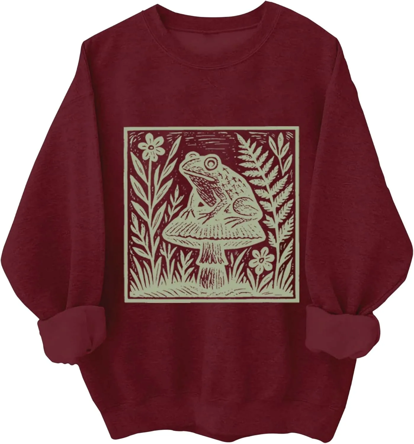 

Свитшот Frog Mushroom Woodland Nature, винтажный худи с принтом Relliot