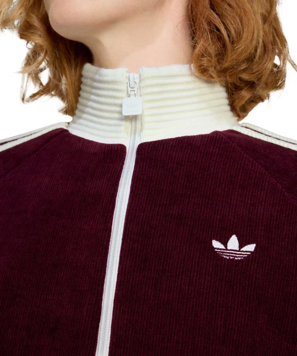 Толстовка adidas Velour Knit Track Top бордового цвета — фото 2