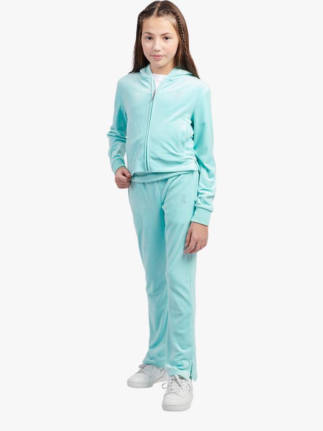 Детские джоггеры с поясом на манжете из велюра Juicy Couture, Angel Blue — фото 2