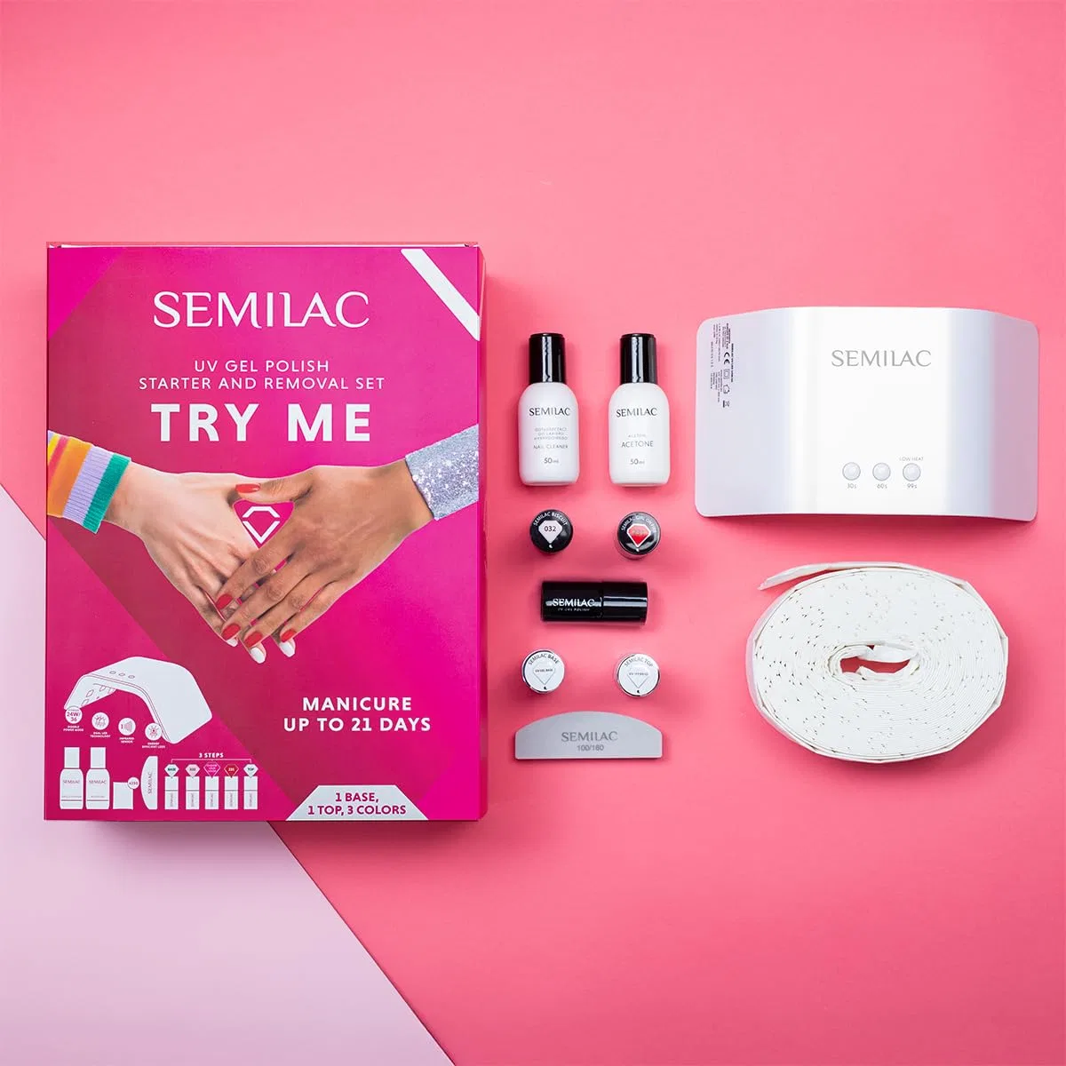 Набор для гибридного маникюра «Try Me» от Semilac с УФ/LED-лампой Semilac, Try Me — фото 3