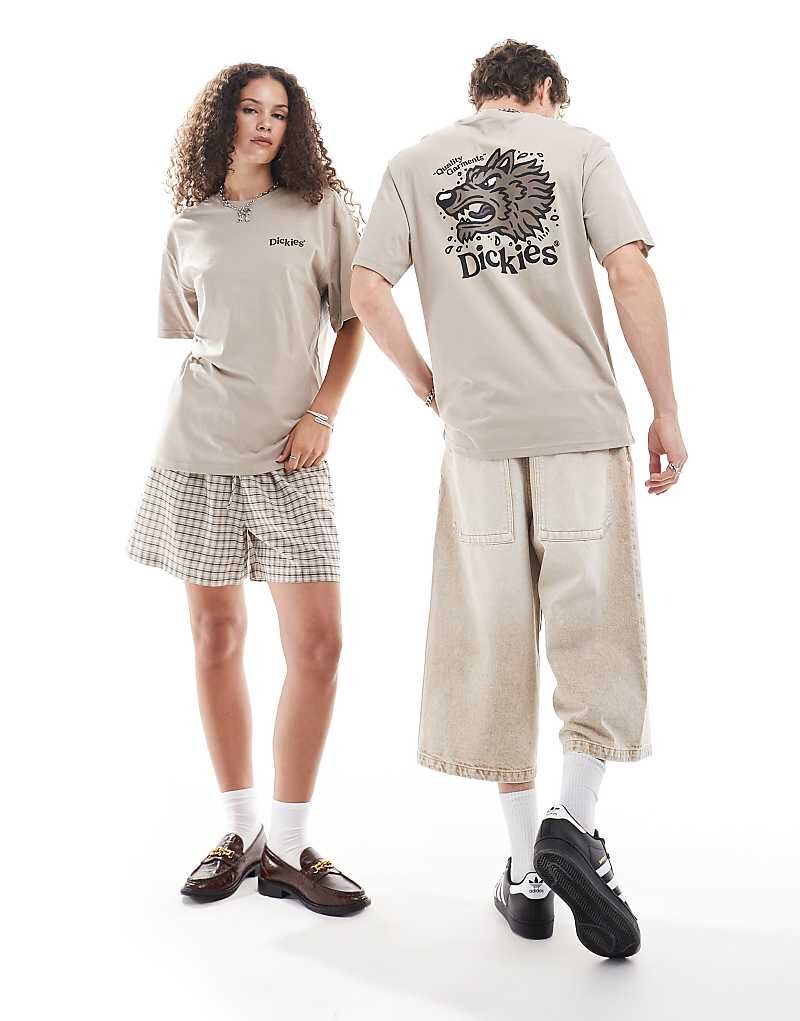 

Светло-коричневая футболка Dickies Round Up с принтом на спине