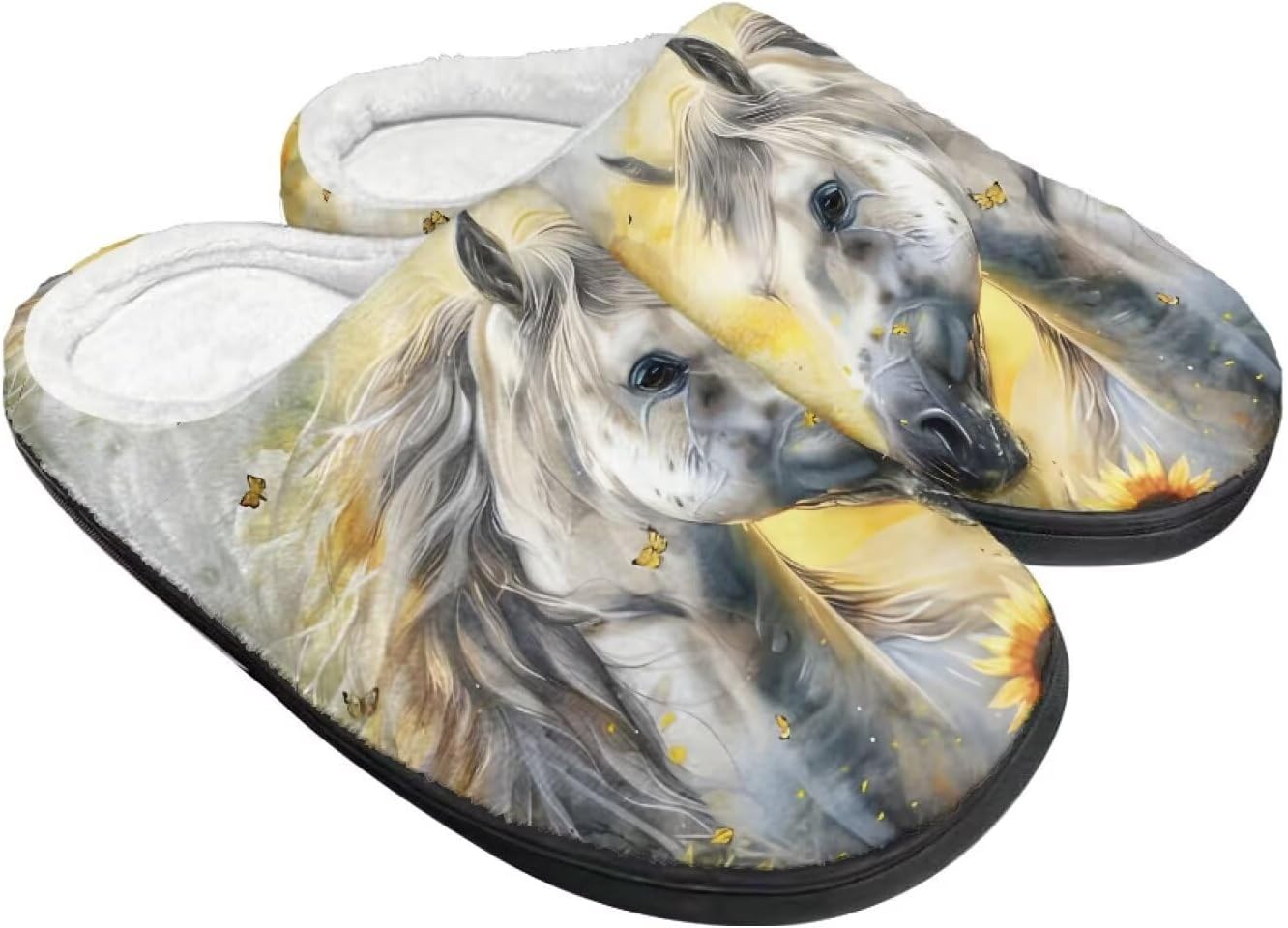 

Тапочки Tomeusey для женщин - домашние и хлопковые тапочки с противоскользящей подошвой, подарок для женщин и мужчин, Horse