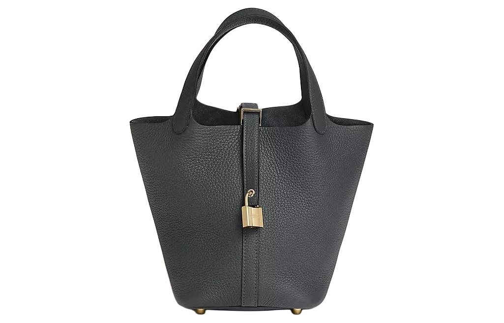 

HERMES Пикотин лок из кожи клеменс бык, ведро, женская сумка H0 туманно-серый