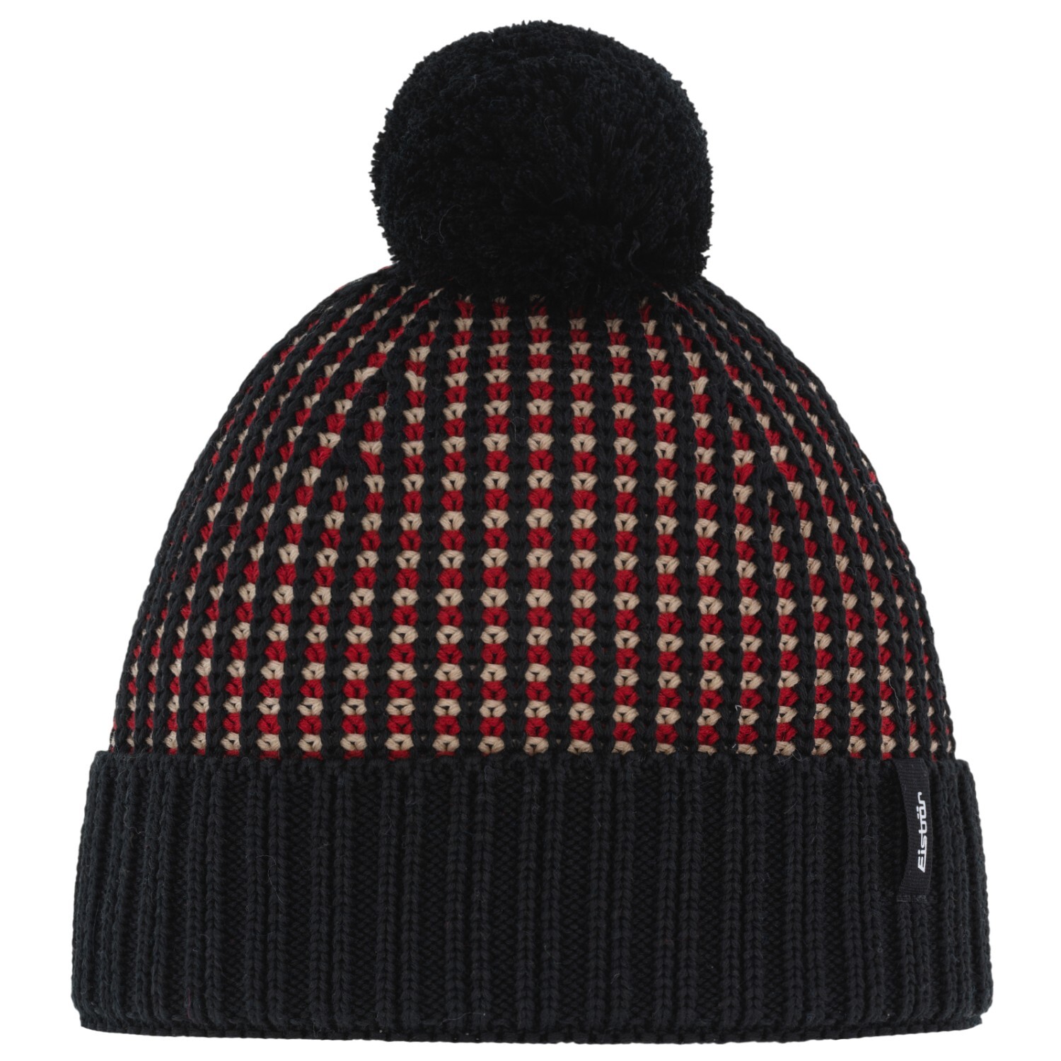 

Шапка Eisbär Flow Pompon RL, цвет Black/Sandstone/Burgund/Black