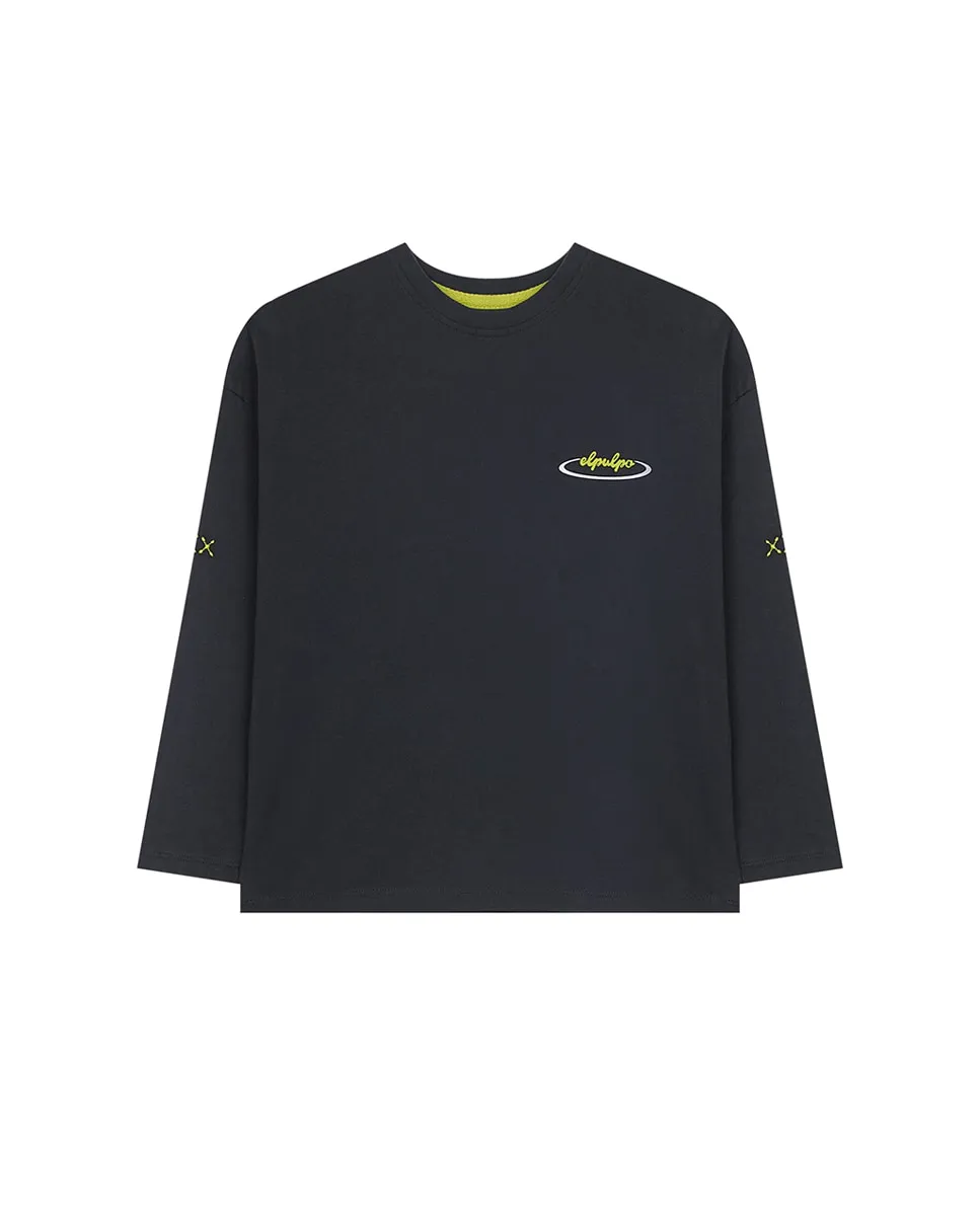 

Детская футболка с длинным рукавом и круглый воротник El Pulpo, темно-синий