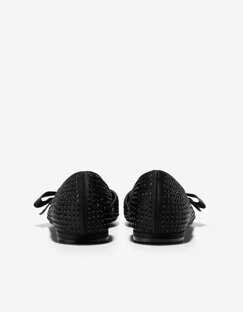 Женские атласные балетки с декоративным бантом Cole Haan, черный — фото 3