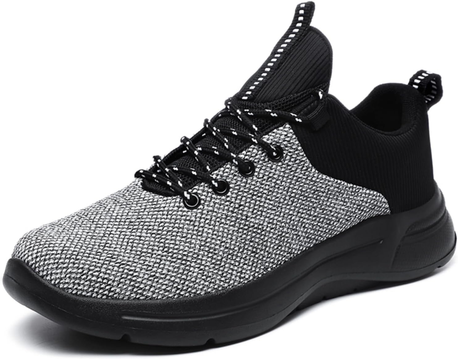 

Мужские кроссовки для бега - дышащий верх из трикотажа, черно-серый дизайн, амортизирующие кроссовки для тренажерного зала с текстурированным узором и прочной резиновой подошвой Kelibasi