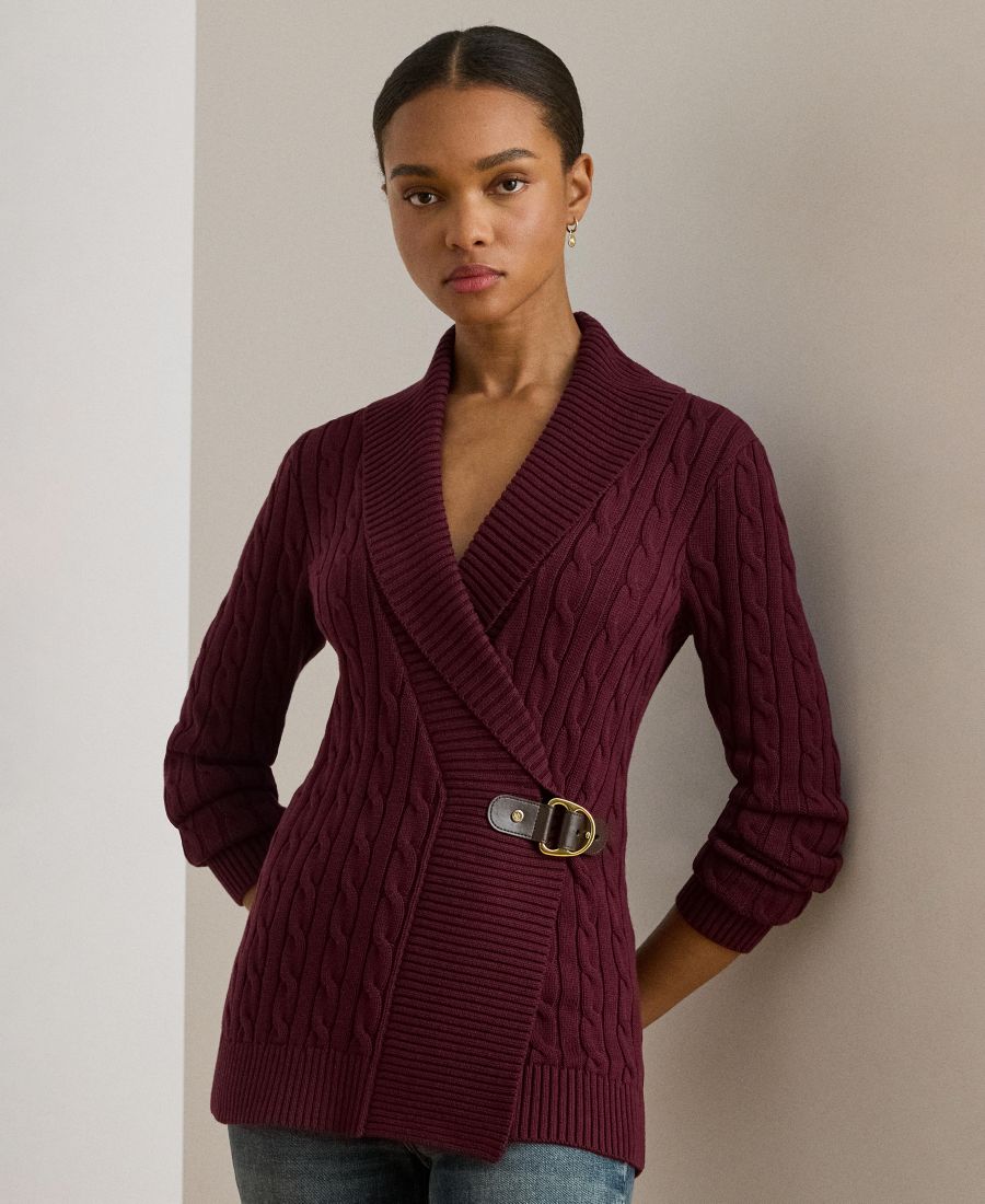 

Женский хлопковый свитер с пряжкой, размеры P/XS-3X Lauren Ralph Lauren, Dark Garnet