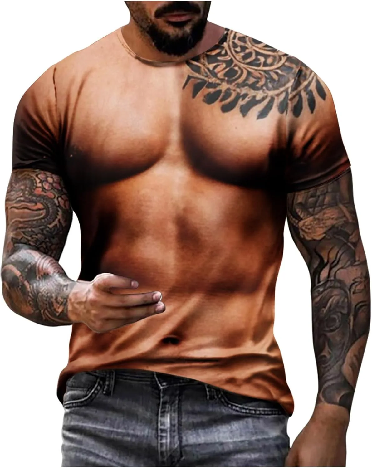 

Мужская футболка с 3D принтом мышц Sdeycui