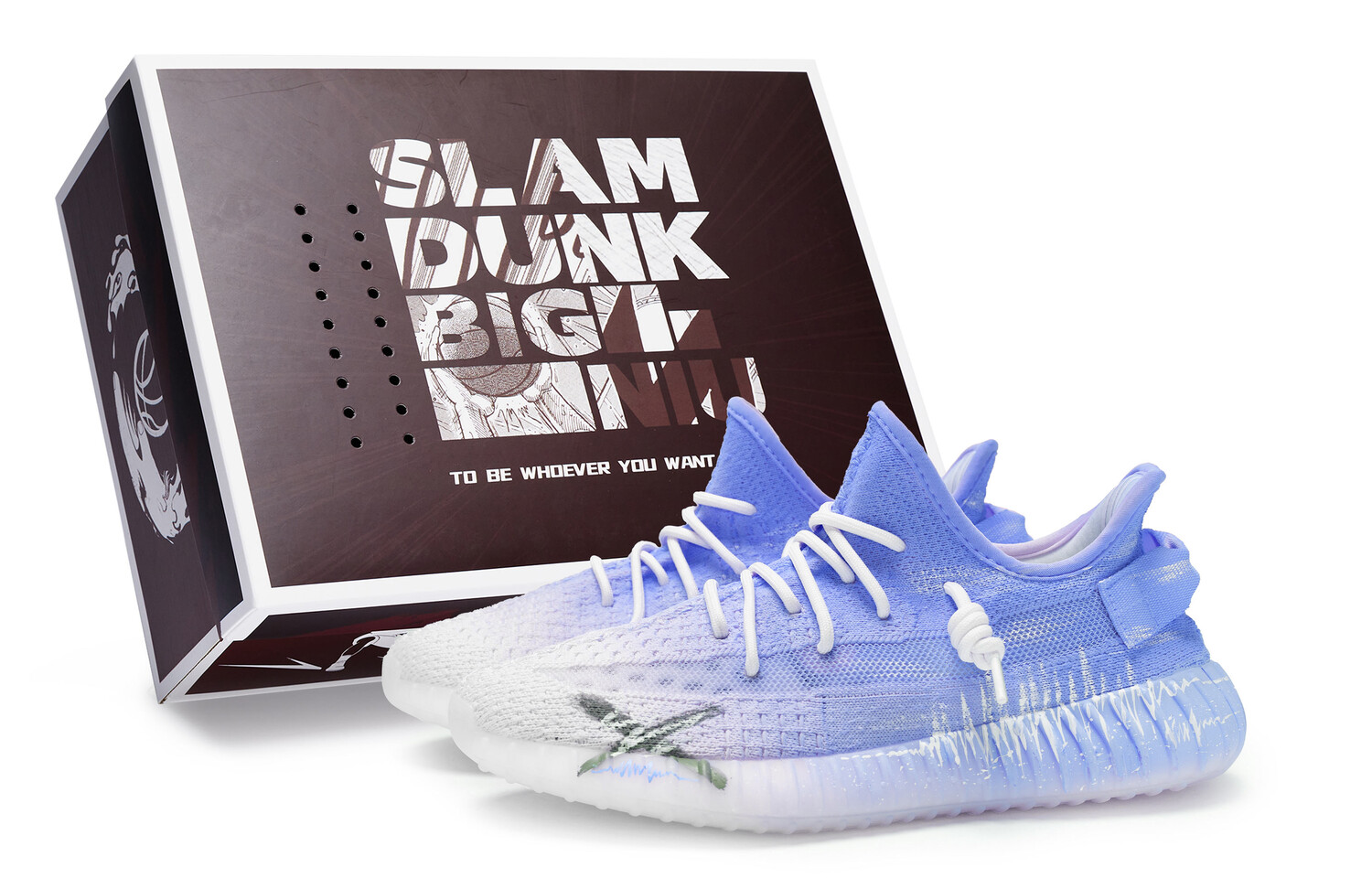 Кроссовки adidas originals Yeezy Boost 350 V2 Lifestyle Shoes Unisex Low-top White/Royal Blue, белый/синий