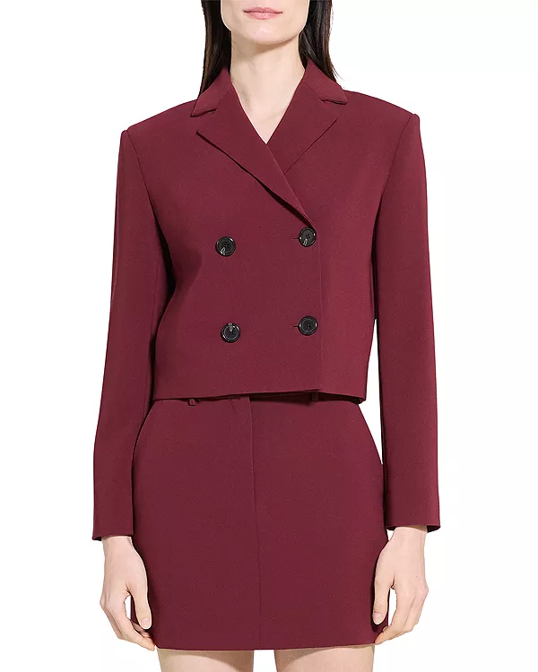 

Адмирал, двубортный укороченный пиджак Theory, красный