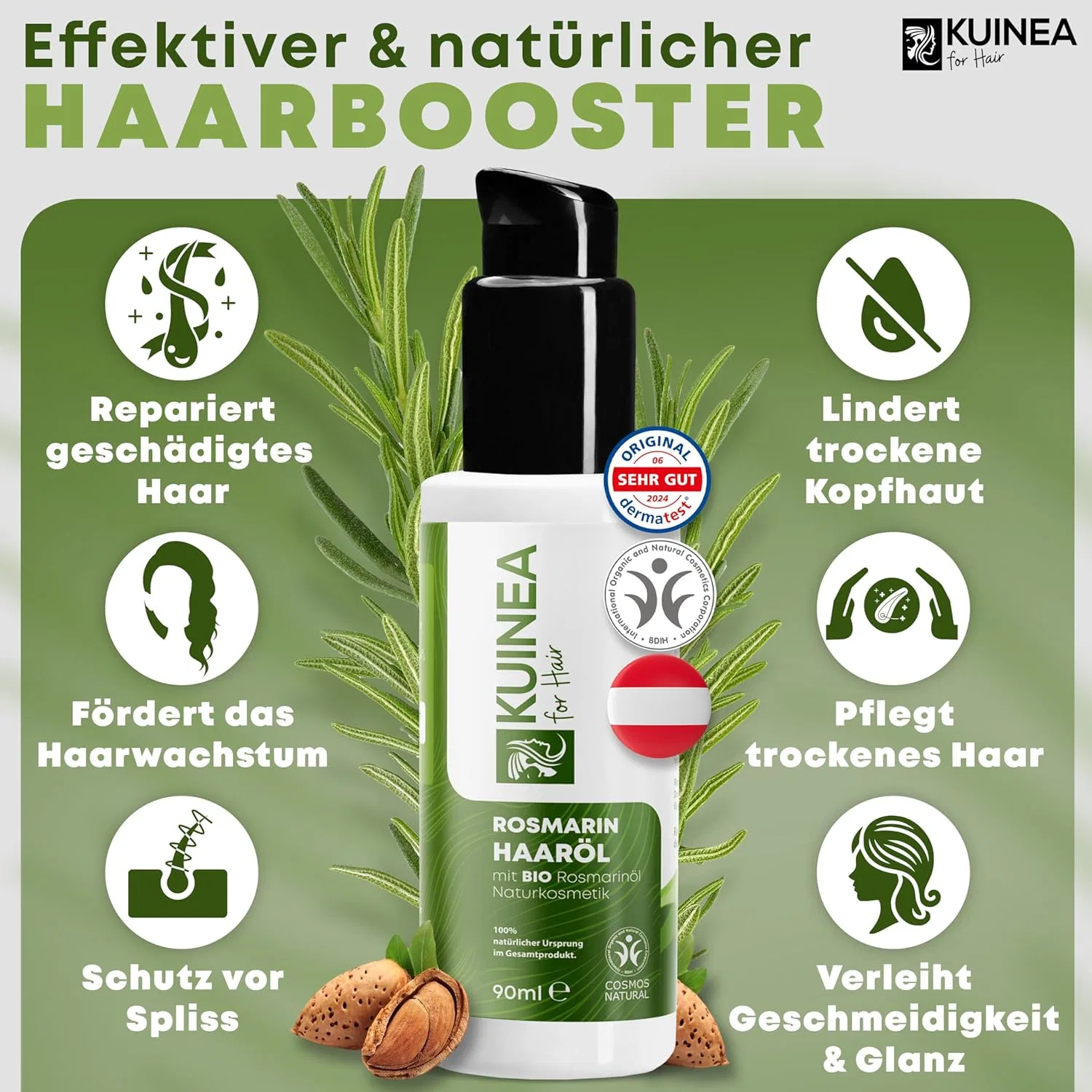 Органическое розмариновое масло KUINEA для волос, 90 мл Kuinea, 90Ml Rosemary Oil Hair — фото 2