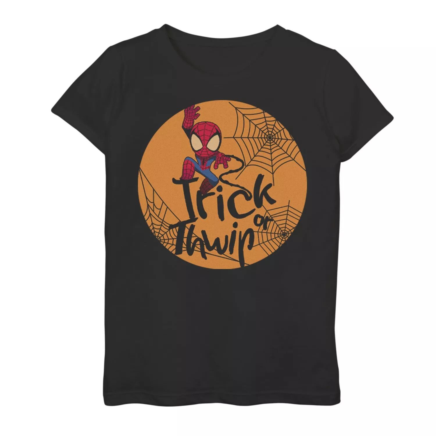 

Футболка Trick Or Thwip с рисунком «Человек-Паук» для девочек 7–16 лет на Хэллоуин Marvel